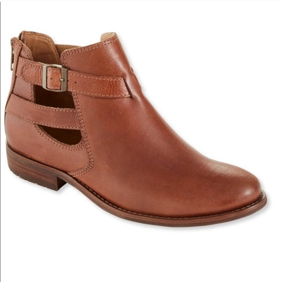 L.L. Bean Otmy Western Leather, Cut Out Sides, Stacked Heel Bootie. WMS 9M - Picture 15 of 15